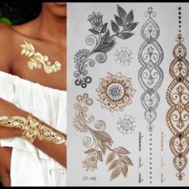 Hot gold tattoo stickers glitter tatoo  レディースのレディース その他(その他)の商品写真