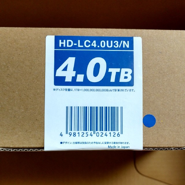 Buffalo(バッファロー)の新品 バッファロー 外付けHDD 4TB HD-LC4.0U3/N スマホ/家電/カメラのテレビ/映像機器(その他)の商品写真