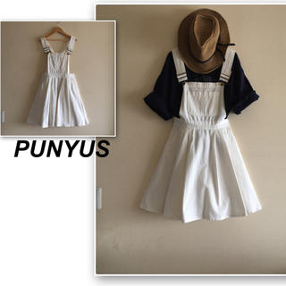 プニュズ(PUNYUS)のPUNYUS✨白のジャンパースカート(ひざ丈ワンピース)