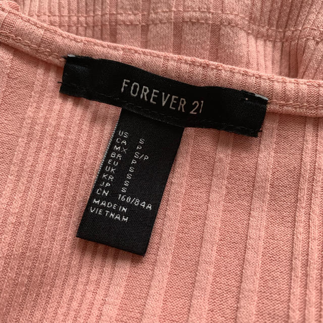 FOREVER 21(フォーエバートゥエンティーワン)のForever 21 リブカットソー S ピンク レディースのトップス(カットソー(半袖/袖なし))の商品写真