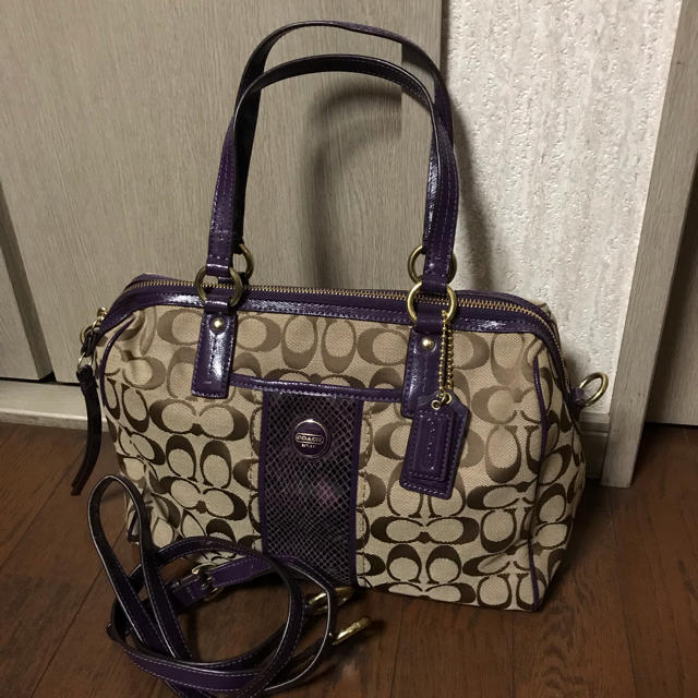 良品☆パープル シグネチャー  2way バック COACH