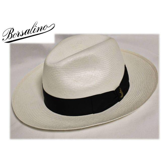 Borsalino(ボルサリーノ)の新品【ボルサリーノ】イタリア製 パナマハット 白 ワイドブリム 60(Lサイズ) メンズの帽子(ハット)の商品写真