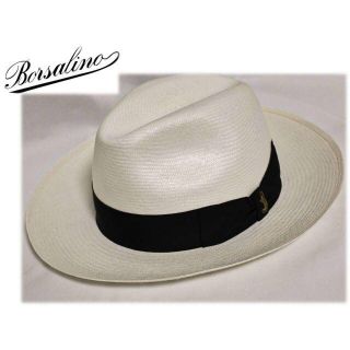 ボルサリーノ(Borsalino)の新品【ボルサリーノ】イタリア製 パナマハット 白 ワイドブリム 60(Lサイズ)(ハット)