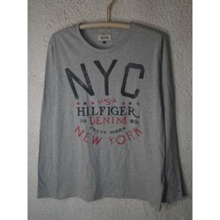 トミーヒルフィガー(TOMMY HILFIGER)の3332　美品　ヒルフィガー　デニム NYC　オールド　プリント　加工(Tシャツ/カットソー(七分/長袖))