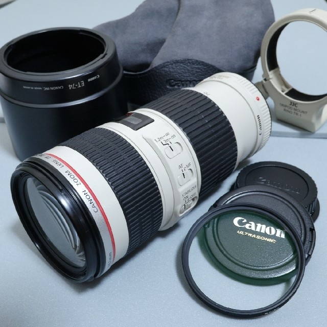 Canon(キヤノン)の美品　EF 70-200mm F4L IS オマケ付　CANONレンズ スマホ/家電/カメラのカメラ(レンズ(ズーム))の商品写真