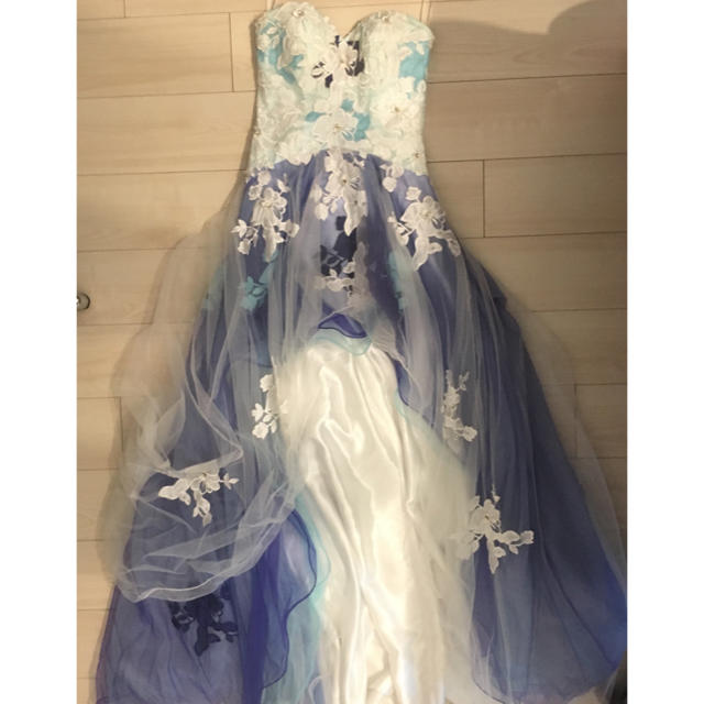 フォーマル/ドレス【値下げ】高級 紫陽花カラー ロングドレス