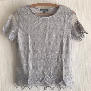 ローラアシュレイ(LAURA ASHLEY)のローラアシュレイ Lauraashley 半袖カットソー レース グレー S(カットソー(半袖/袖なし))