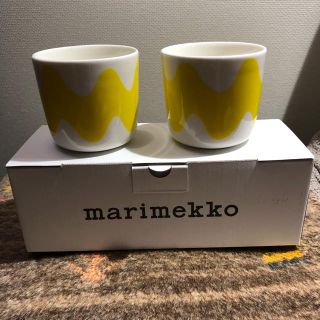 マリメッコ(marimekko)のお値下げ  marimekko Lokki ラテマグ 黄色 ペア 未使用(食器)