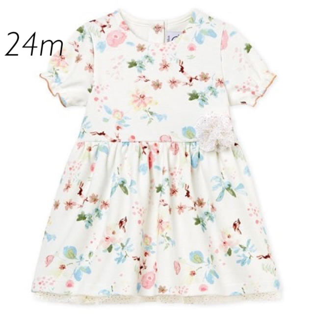 24m◎フラワープリントワンピースベビー服(~85cm)