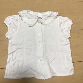 ベビーディオール(baby Dior)のbabyDior 半袖ブラウス80サイズ 白 パフスリーブ おでかけ 上品女の子(シャツ/カットソー)