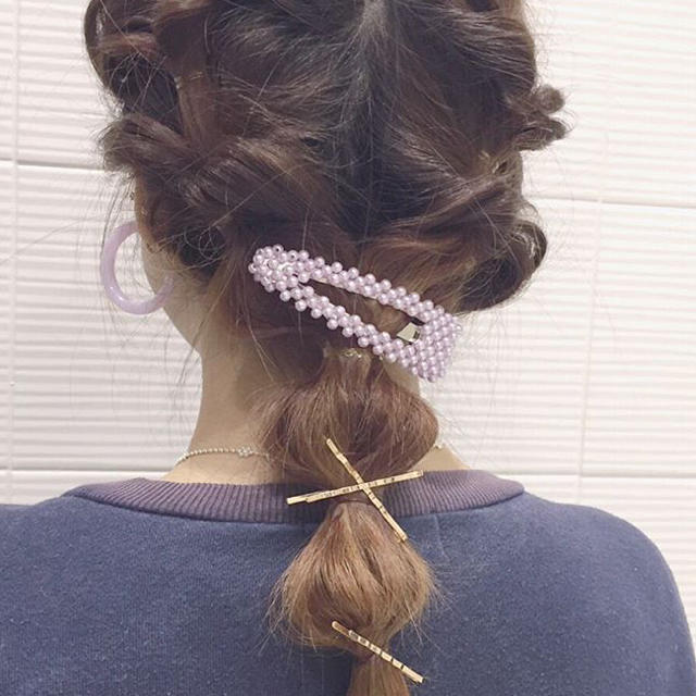 lattice❤パール ぱっちんピン ラベンダーパール レディースのヘアアクセサリー(ヘアピン)の商品写真