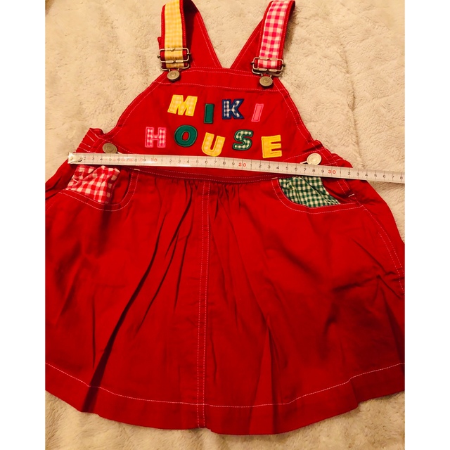 mikihouse(ミキハウス)の【新品】ミキハウス ジャンバースカート 100cm キッズ/ベビー/マタニティのキッズ服女の子用(90cm~)(ワンピース)の商品写真