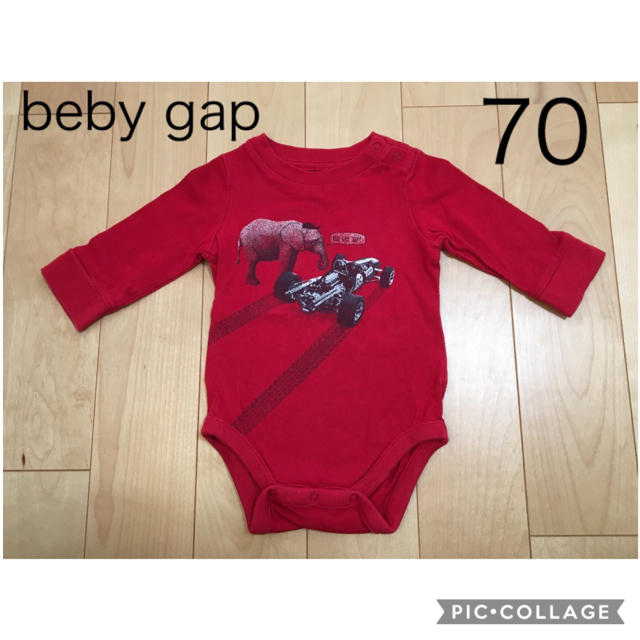 babyGAP(ベビーギャップ)のbabygap 長袖ロンパース【70㎝】赤 キッズ/ベビー/マタニティのベビー服(~85cm)(ロンパース)の商品写真