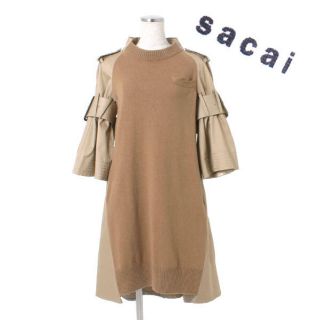 sacai - sacai トレンチニットワンピースの通販|ラクマ