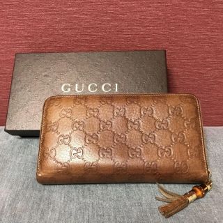 グッチ(Gucci)のGUCCI グッチ  ラウンドファスナー バンブーフリンジ長財布 (財布)