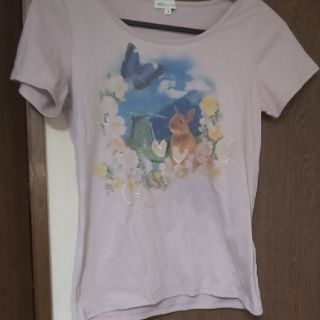 アースミュージックアンドエコロジー(earth music & ecology)の試着のみピンクのうさぎプリントTシャツ(Tシャツ(半袖/袖なし))