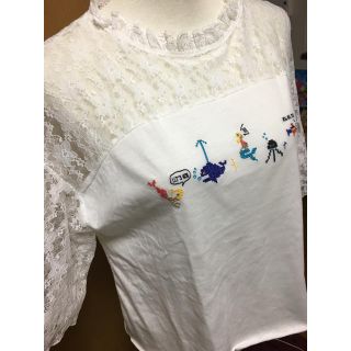 リベットアンドサージ(rivet & surge)のリベットアンドサージ  海刺繍レースプルオーバー ホワイト(Tシャツ(半袖/袖なし))