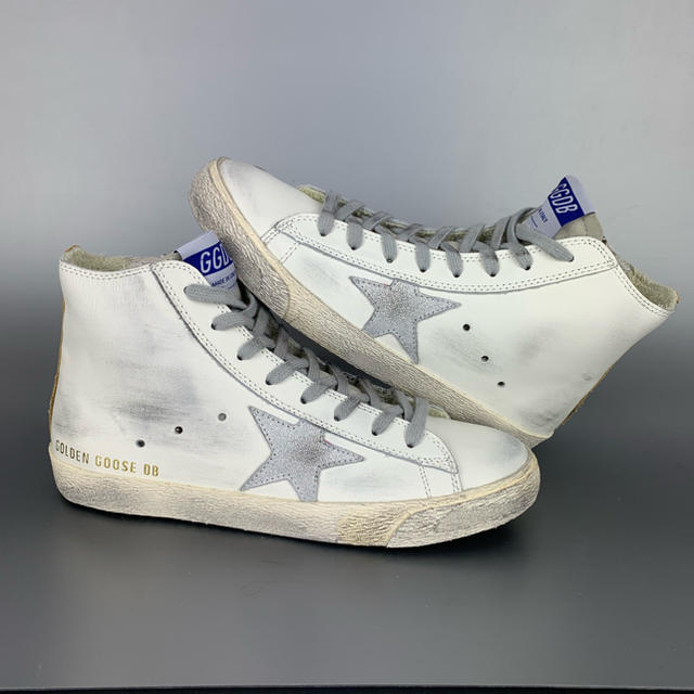 GOLDEN GOOSE(ゴールデングース)のGGDB FRANCY 38 24 ハイカットレザー スニーカー 白銀 レディースの靴/シューズ(スニーカー)の商品写真