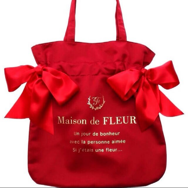 Maison de FLEUR(メゾンドフルール)の「あや様」️♥【メゾンドフルール】ダブルリボントートバッグ(レッド) レディースのバッグ(トートバッグ)の商品写真