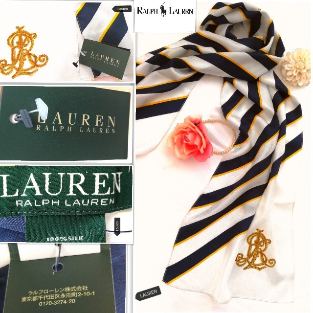 Ralph Lauren(ラルフローレン)の新品 セール★ラルフローレン スカーフ 新入学　会社　お出かけ　美しい上品シルク レディースのファッション小物(バンダナ/スカーフ)の商品写真