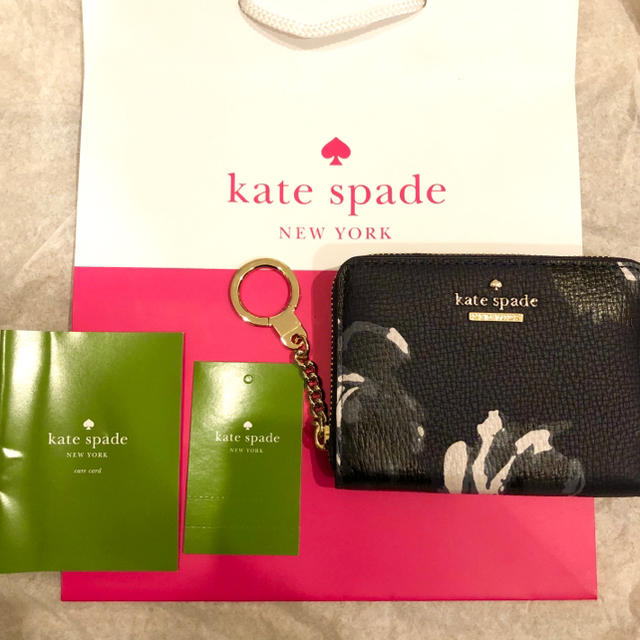 kate spade ネイビー花柄ミニ財布