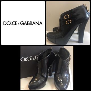 ドルチェアンドガッバーナ(DOLCE&GABBANA)のドルチェ&ガッバーナ ブラックパテント  ブーティ(ハイヒール/パンプス)