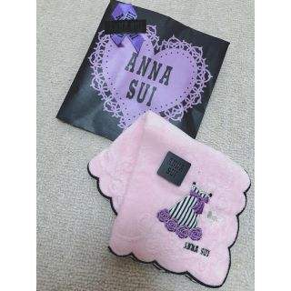 アナスイ(ANNA SUI)のANNA SUI アナスイ♥︎薔薇のドレスと蝶のタオルハンカチ♥︎ピンク(ハンカチ)