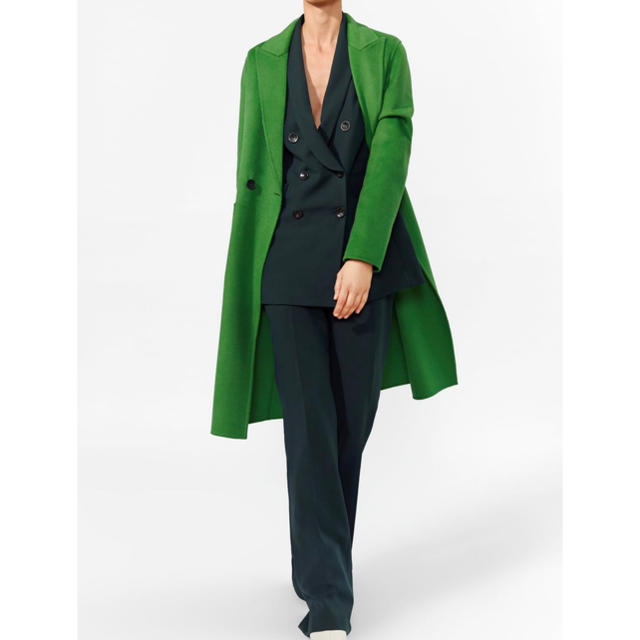 ZARA(ザラ)の💚ZARA ザラ💚ネオンマスキュリンコートXS ロングコート レディースのジャケット/アウター(ロングコート)の商品写真