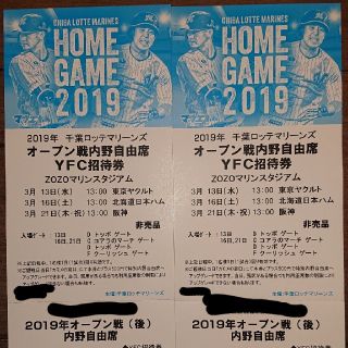 千葉ロッテマリーンズ オープン戦 内野自由席2枚(野球)