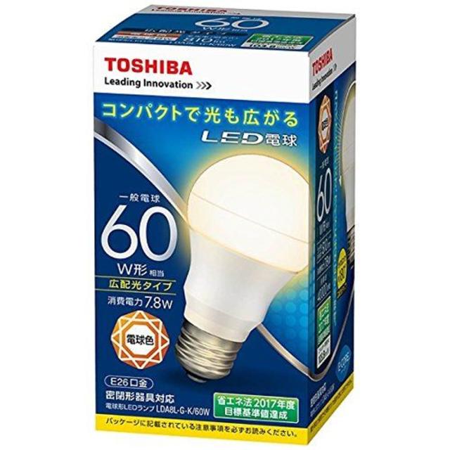 東芝(トウシバ)のLED電球　LDA8L-G-K/60W　一般電球60W形相当 インテリア/住まい/日用品のライト/照明/LED(蛍光灯/電球)の商品写真