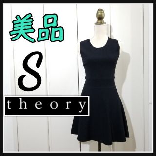 セオリー(theory)の美品 セオリー Sサイズ ワンピース レーヨン ブラック 結婚式 入学式 二次会(ミニワンピース)