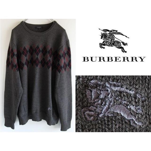 【予約受付中】 高級 - BURBERRY バーバリー 三陽商会 L アーガイルニット ホースロゴ刺繍 ロンドン ニット+セーター