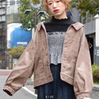 ダブルクローゼット(w closet)のw closet  後ろレースアップコーデュロイGジャン(モカ)(Gジャン/デニムジャケット)