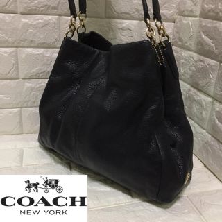 コーチ(COACH)のCOACH 三口ネイビーレザーショルダーバッグ！！(ショルダーバッグ)