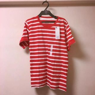 ジーユー(GU)の新品未使用！ GU ボーダー Tシャツ 赤(Tシャツ(半袖/袖なし))