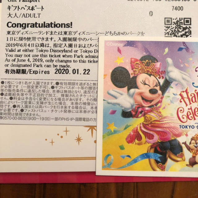 Disney(ディズニー)のDisneyペアチケット 大人2枚 チケットの施設利用券(遊園地/テーマパーク)の商品写真