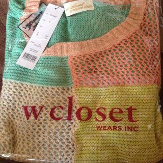 ダブルクローゼット(w closet)のw closet☆パネル配色サマーニット(カットソー(半袖/袖なし))