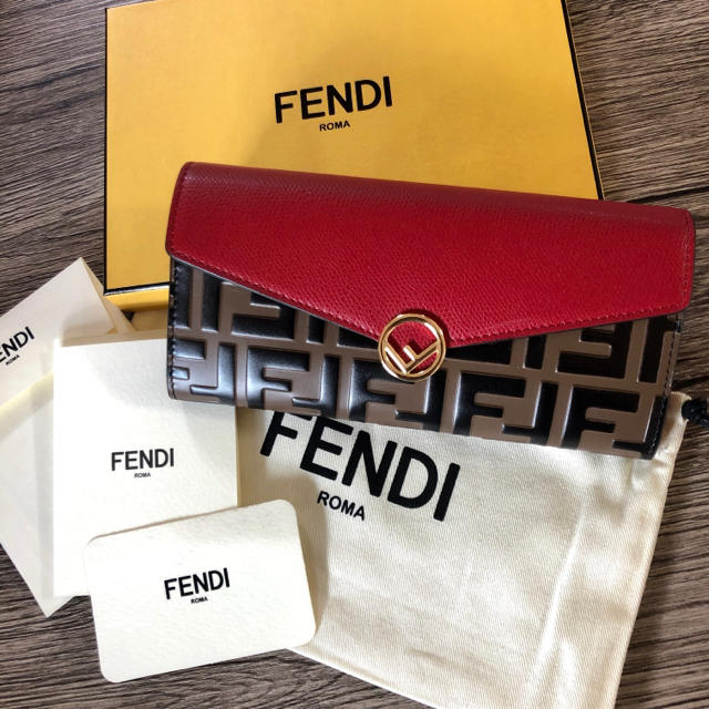 フェンディ FENDI 19年春夏新作 長財布 iFFロゴ レッド×ズッカ柄