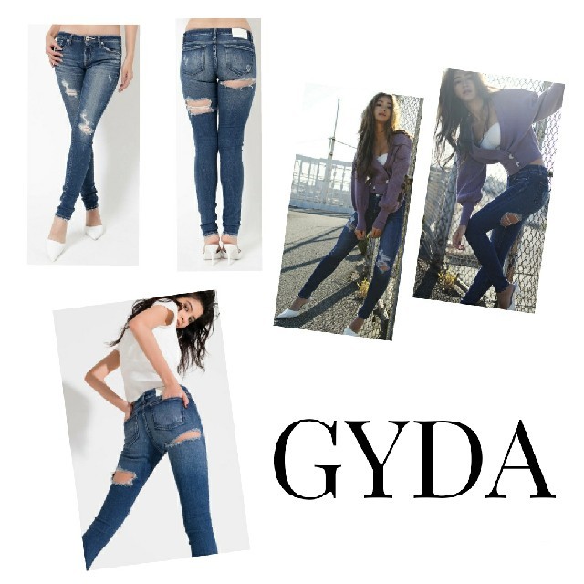 新品 新作 GYDA BOTH RIPPED スキニーデニムパンツ みちょぱ