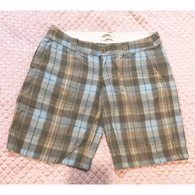 Abercrombie&Fitch(アバクロンビーアンドフィッチ)のAbercrombie&Fitch ブルー&グレー チェック ハーフパンツ S レディースのパンツ(ハーフパンツ)の商品写真