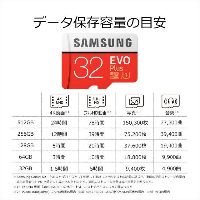 SAMSUNG(サムスン)のSamsung microSDカード32GB EVOPlus Class10 スマホ/家電/カメラのPC/タブレット(PC周辺機器)の商品写真