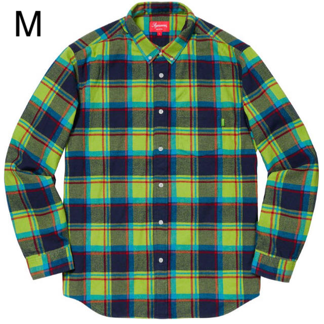 Supreme plaid flannel shirt lime サイズM