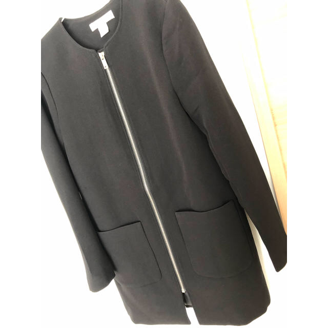 H&M(エイチアンドエム)のH&M ノーカラーコート スプリングコート 32 ブラック レディースのジャケット/アウター(スプリングコート)の商品写真