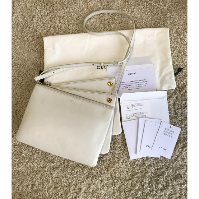 CELINE セリーヌ ショルダーバッグ トリオラージ ホワイト 白-