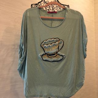 ドーリーガールバイアナスイ(DOLLY GIRL BY ANNA SUI)のアナスイ   レーヨン100%  ブルーグリーン✳️(Tシャツ(半袖/袖なし))