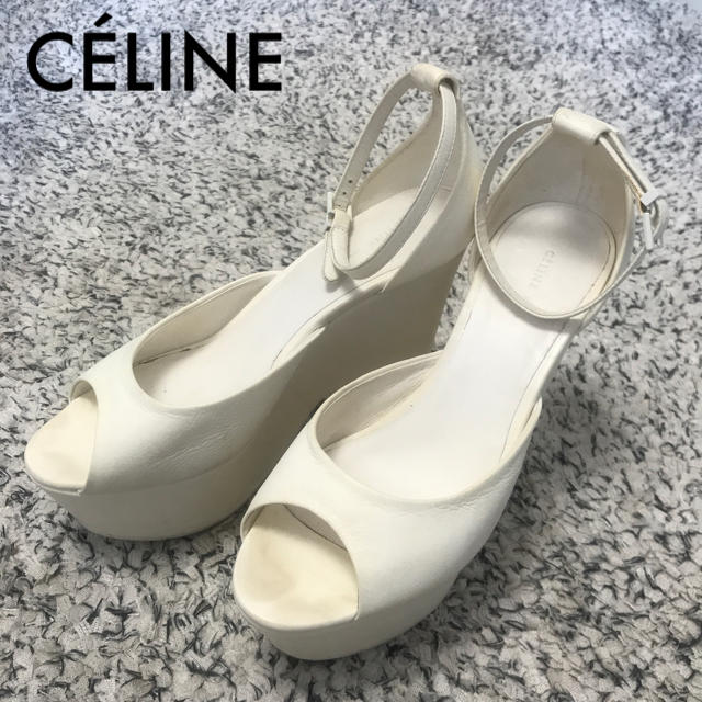 CELINE 正規品 白オープントゥヒール