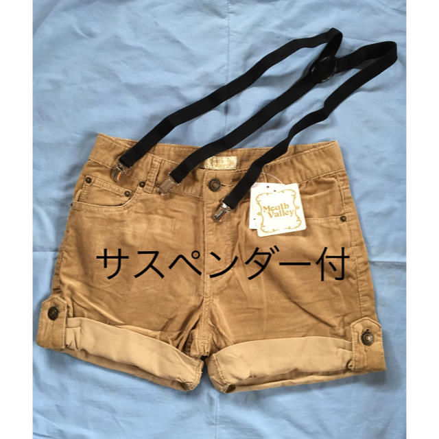 新品 ショートパンツ サスペンダー付 サイズ表記M ベージュ系 レディースのパンツ(ショートパンツ)の商品写真