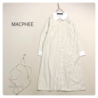 マカフィー(MACPHEE)のMACPHEE トゥモローランド . ストライプ クレリック シャツ ワンピース(ひざ丈ワンピース)