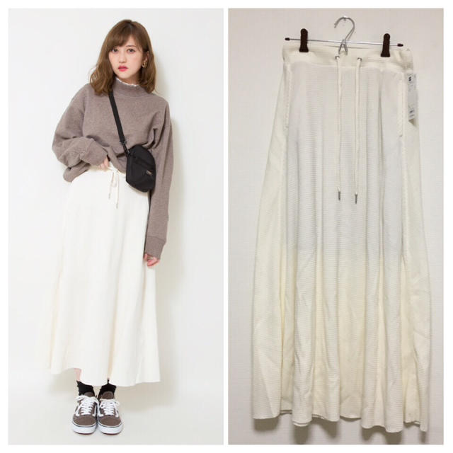 GU(ジーユー)のワッフルフレアロングスカート(ホワイト) レディースのスカート(ロングスカート)の商品写真