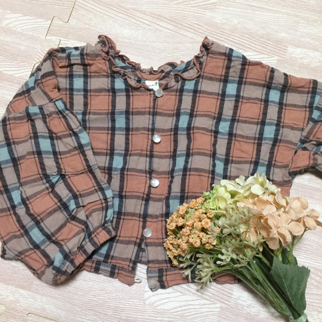 【×××。様専用】チェック柄トップス キッズ/ベビー/マタニティのキッズ服女の子用(90cm~)(Tシャツ/カットソー)の商品写真